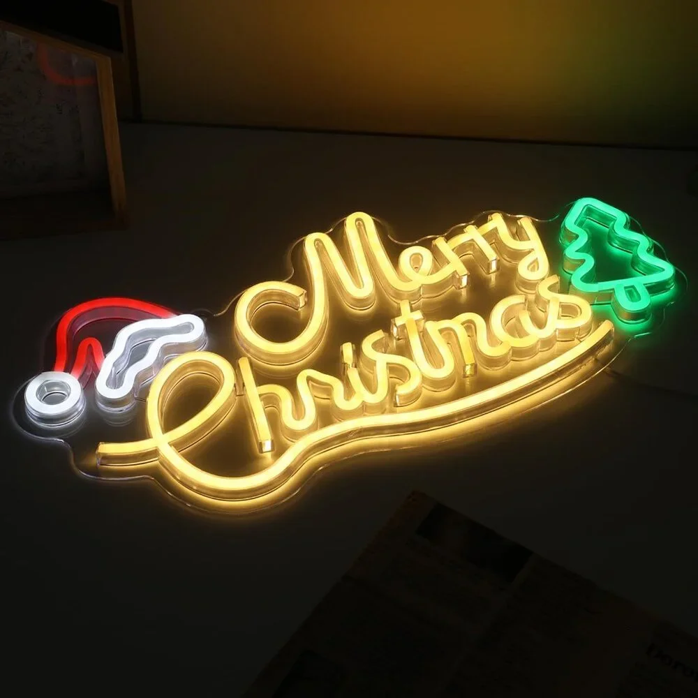 Neon Sign Light Battery USB Powered Warm White LED Base Christmas Decoration